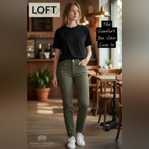 NWT LOFT Size 25 Skinny Women Jeans Green Mid-Rise Stretch Cotton|Rayon|Spandex